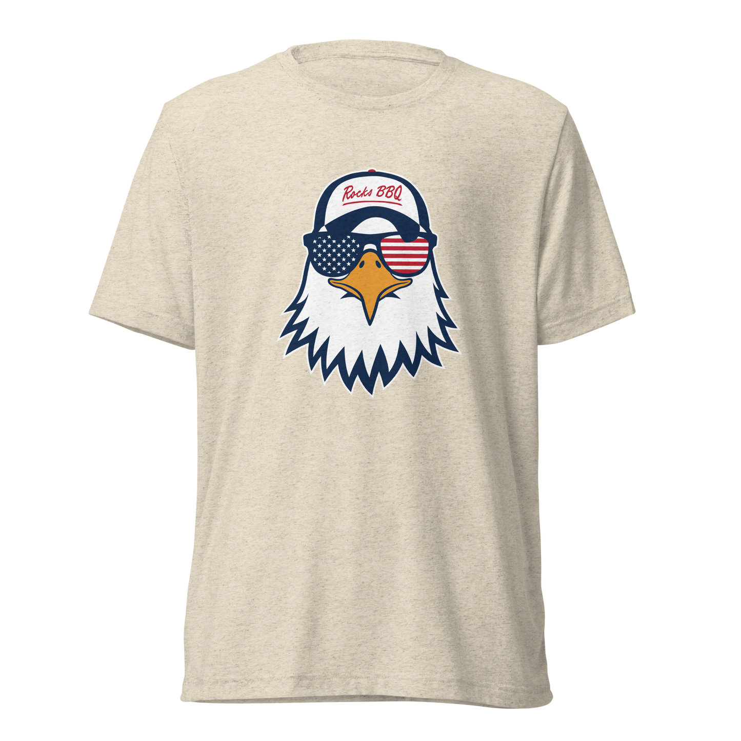 Rocks BBQ “Summer Eagle” Tri-Blend T-Shirt – Freedom. Flavor. Fire.