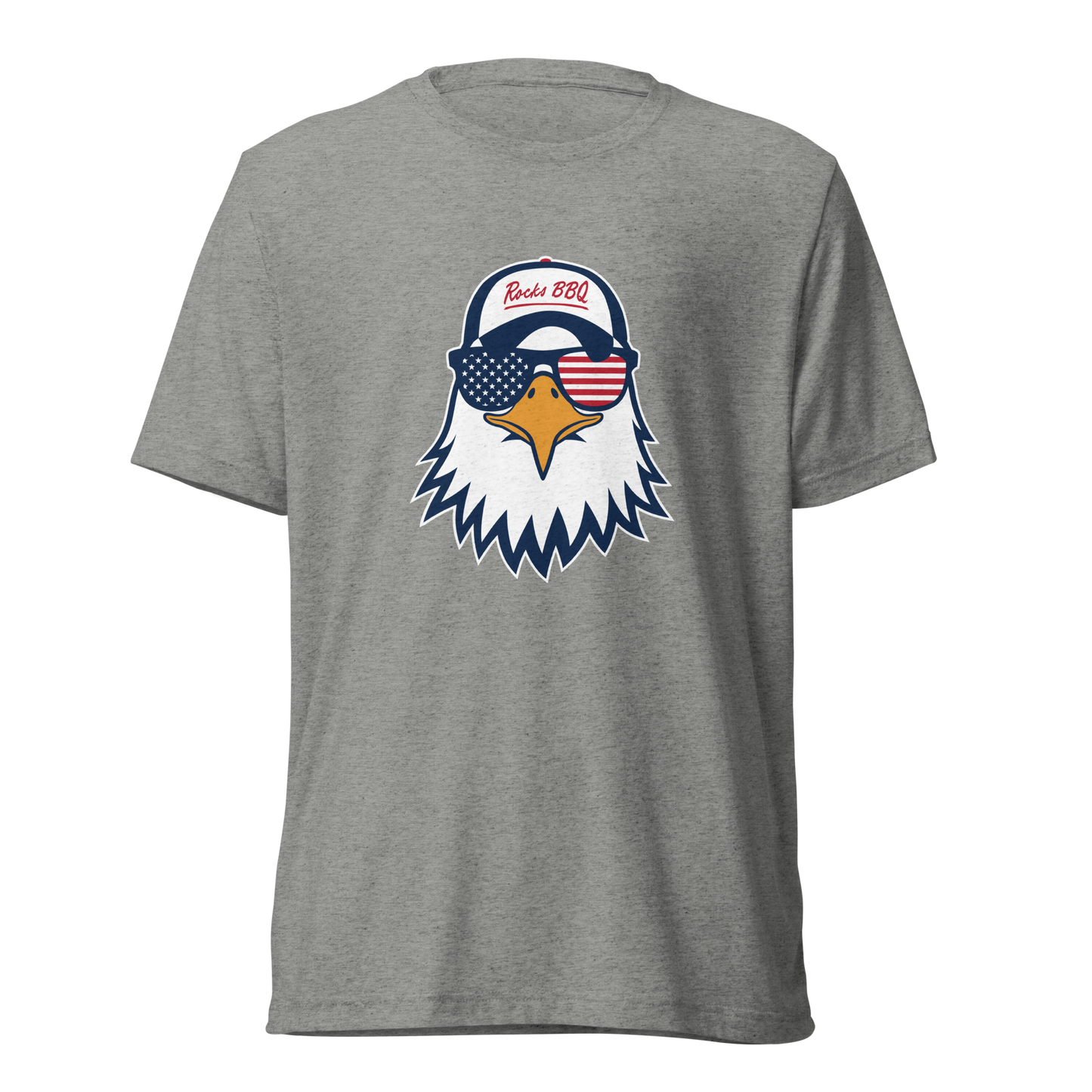 Rocks BBQ “Summer Eagle” Tri-Blend T-Shirt – Freedom. Flavor. Fire.
