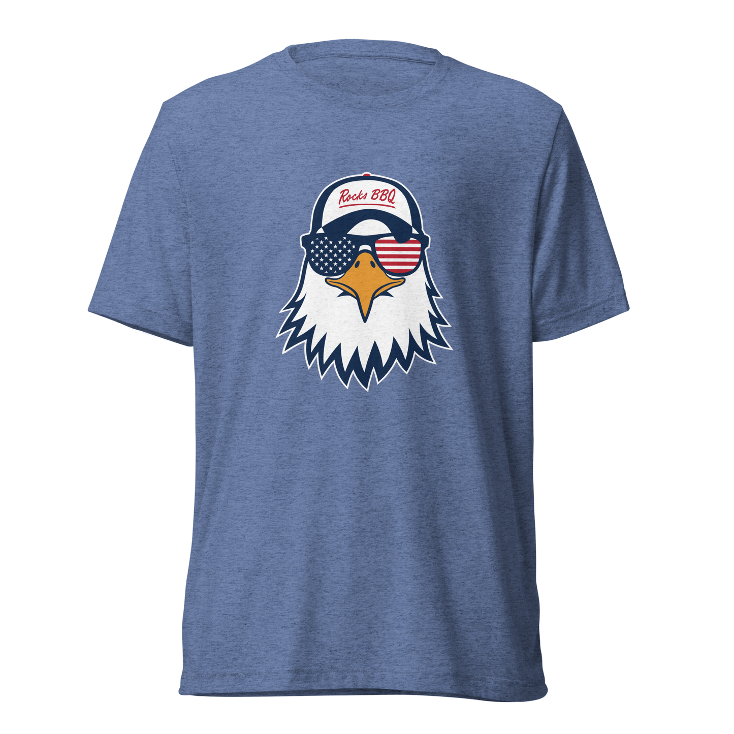 Rocks BBQ “Summer Eagle” Tri-Blend T-Shirt – Freedom. Flavor. Fire.